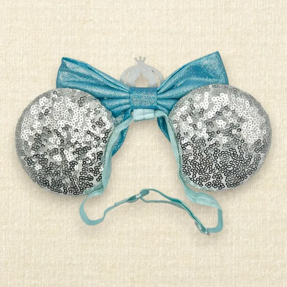 Elastic Silver Cinderella Minnie Ears | Disney-Inspired Princess Mouse Ears